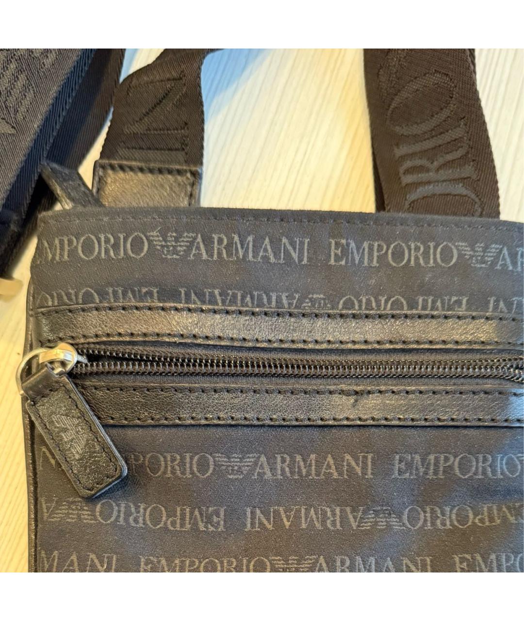 EMPORIO ARMANI Черная тканевая сумка на плечо, фото 7
