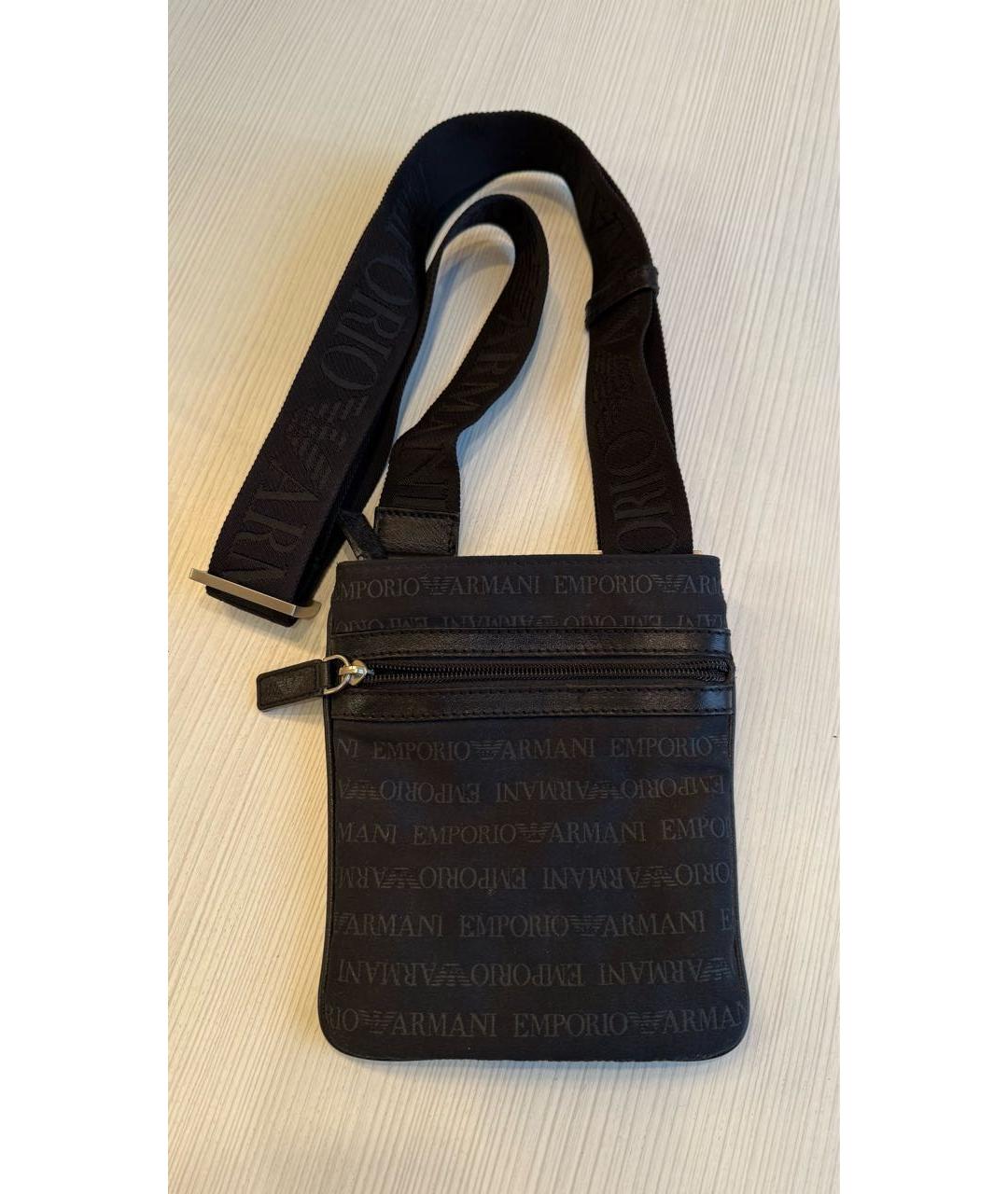 EMPORIO ARMANI Черная тканевая сумка на плечо, фото 5