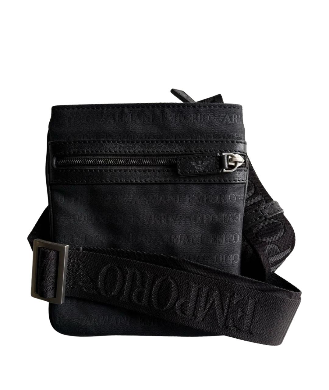 EMPORIO ARMANI Черная тканевая сумка на плечо, фото 1