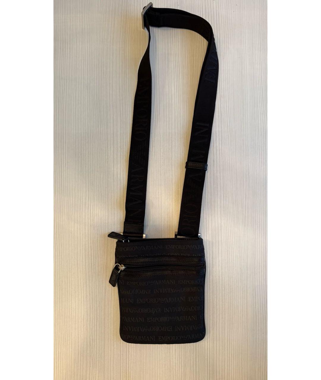 EMPORIO ARMANI Черная тканевая сумка на плечо, фото 6