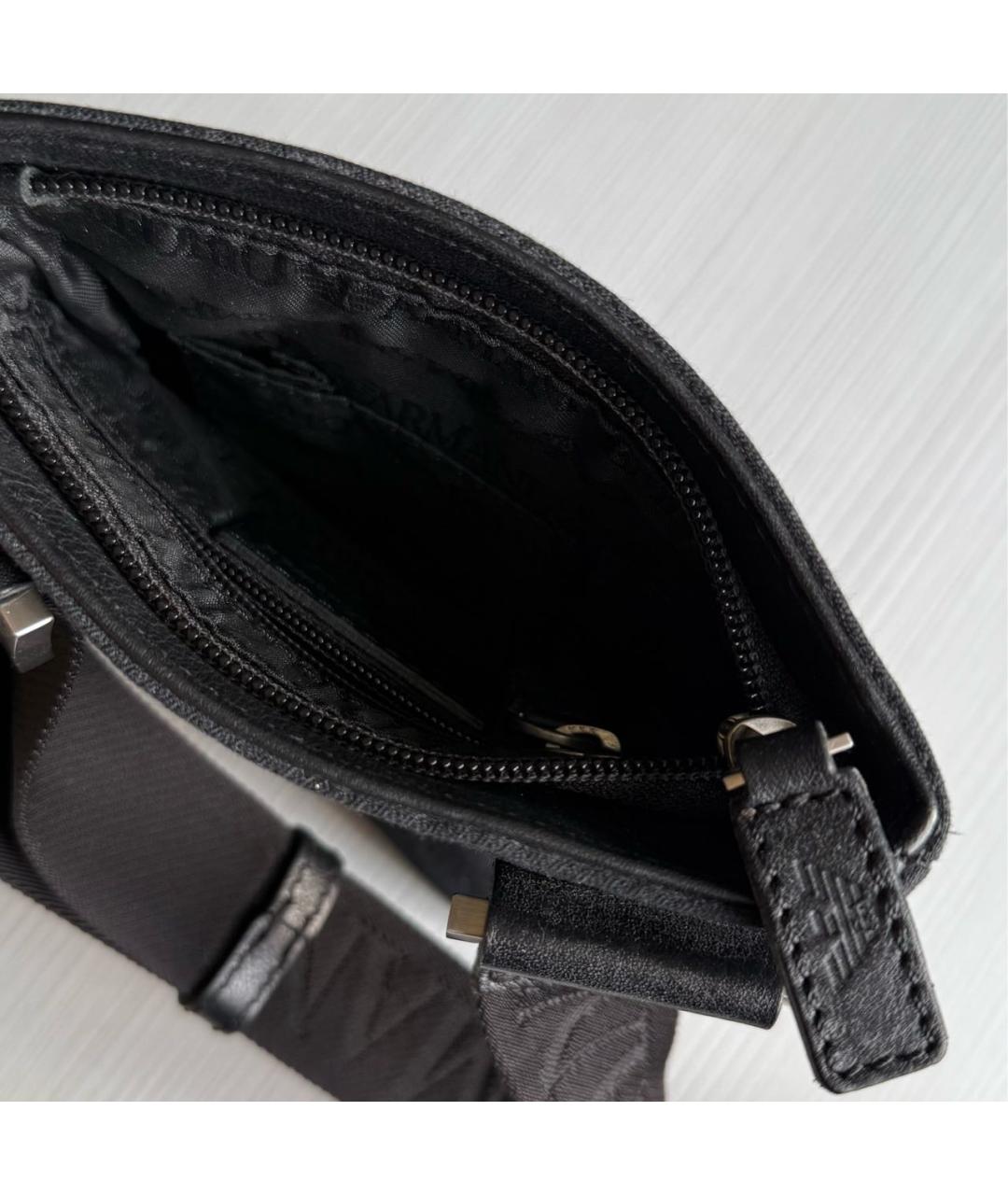 EMPORIO ARMANI Черная тканевая сумка на плечо, фото 4