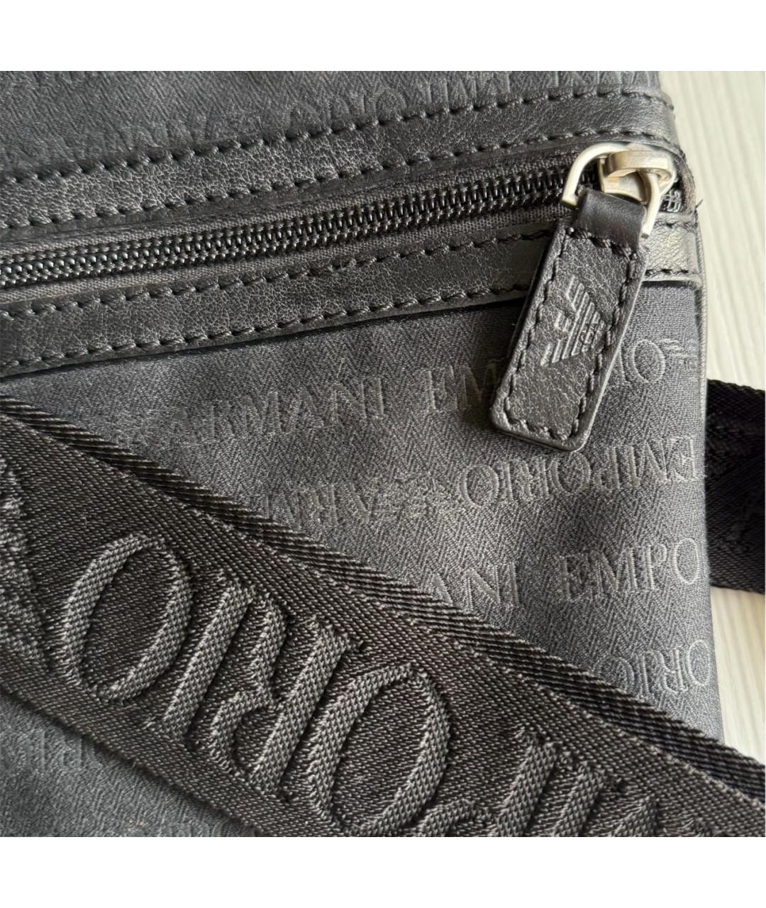 EMPORIO ARMANI Черная тканевая сумка на плечо, фото 8