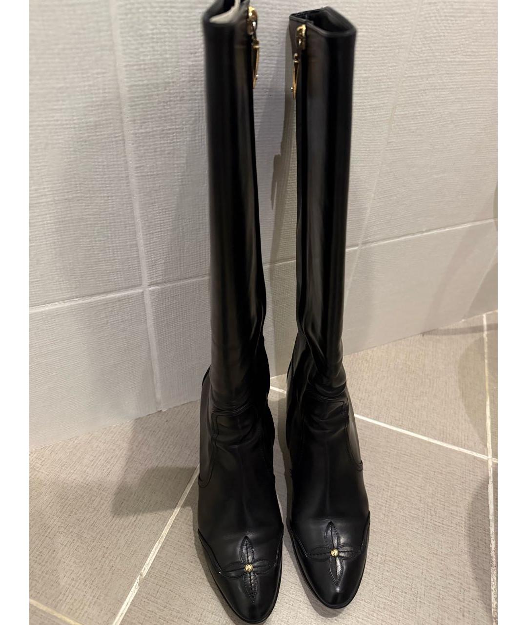 LOUIS VUITTON Черные кожаные сапоги, фото 2