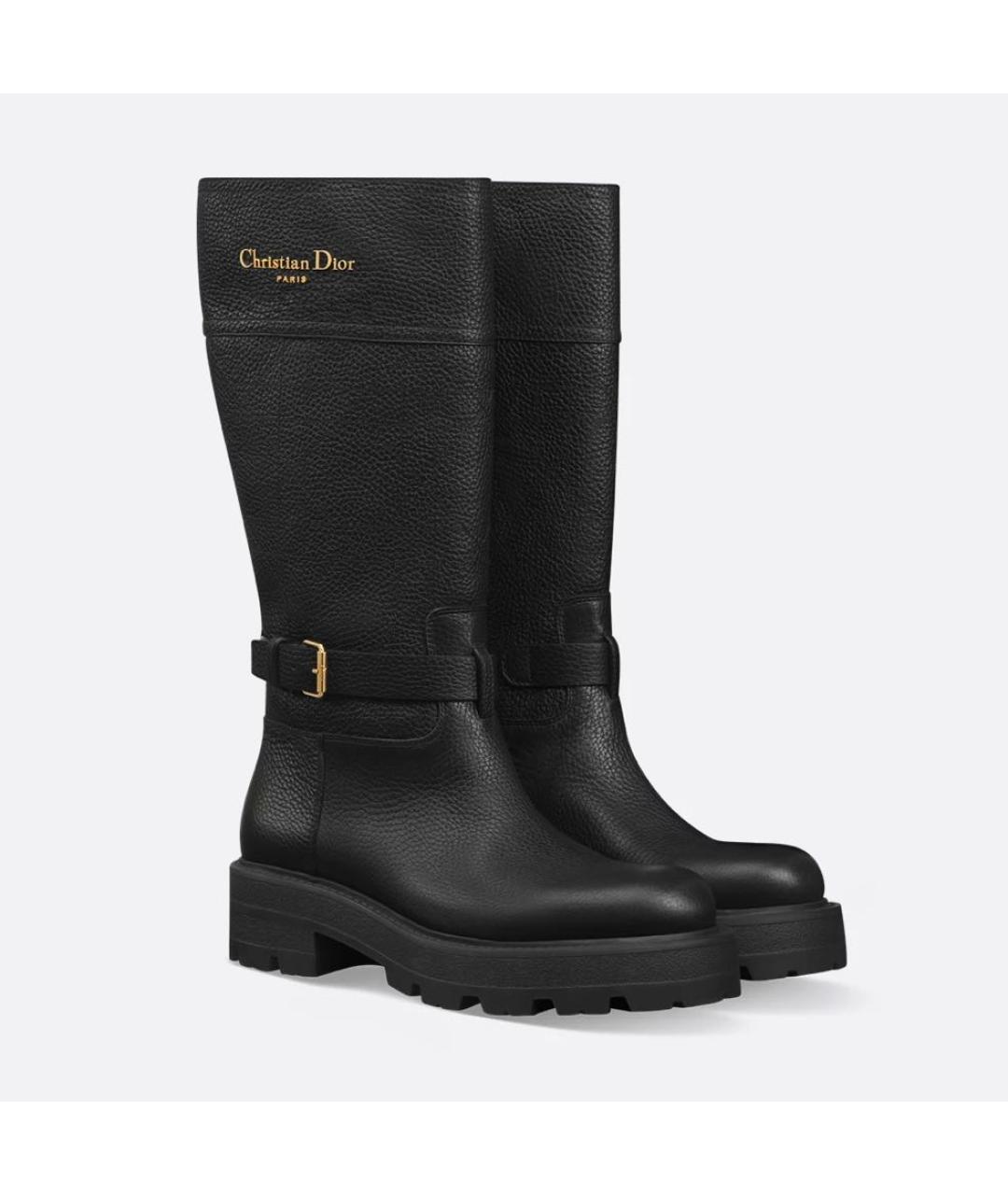 CHRISTIAN DIOR Черные кожаные сапоги, фото 4