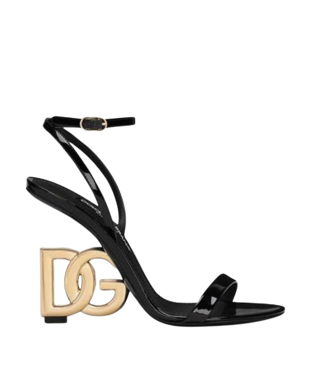 DOLCE&GABBANA Черные кожаные босоножки, фото 1