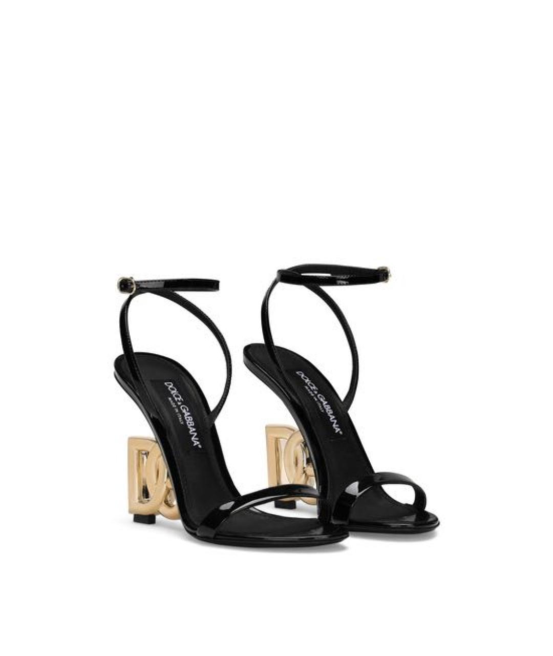 DOLCE&GABBANA Черные кожаные босоножки, фото 2