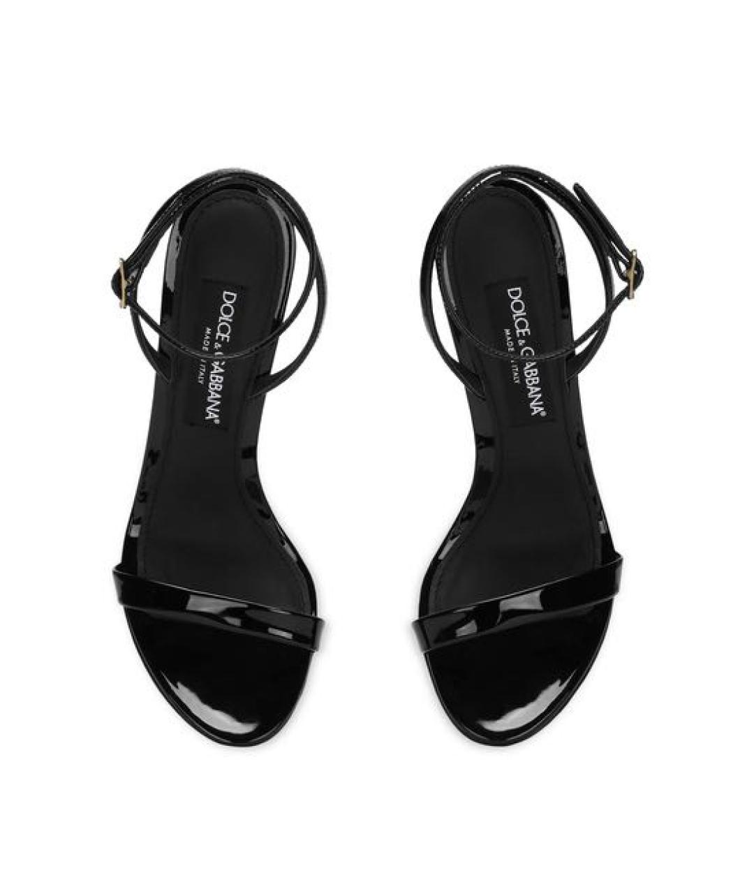 DOLCE&GABBANA Черные кожаные босоножки, фото 4