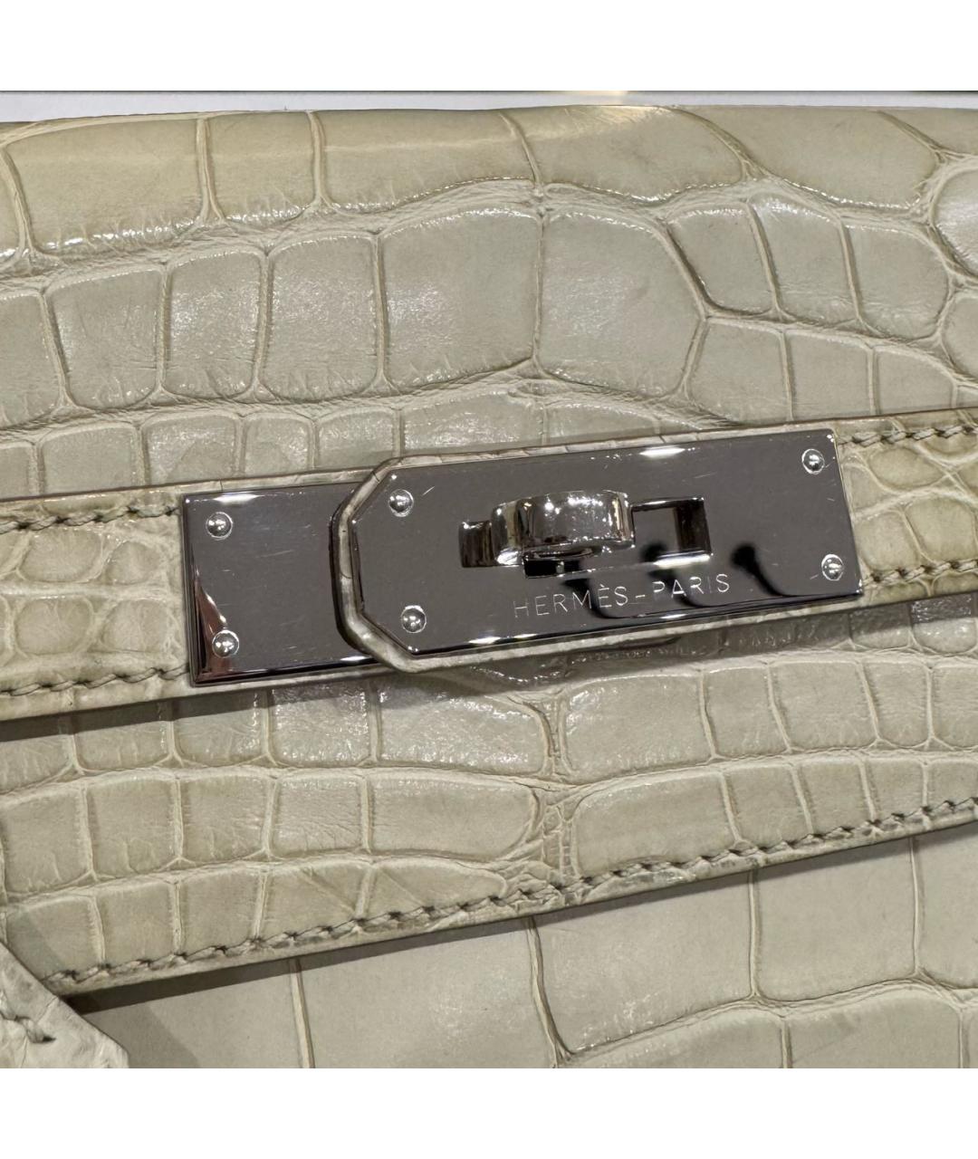 HERMES Бежевая сумка с короткими ручками из экзотической кожи, фото 5