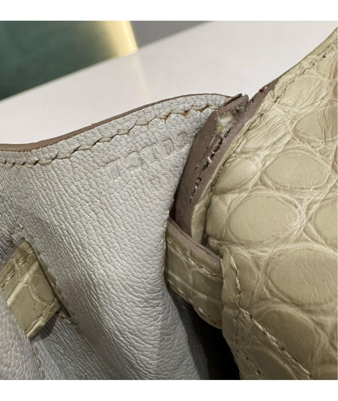 HERMES Бежевая сумка с короткими ручками из экзотической кожи, фото 4