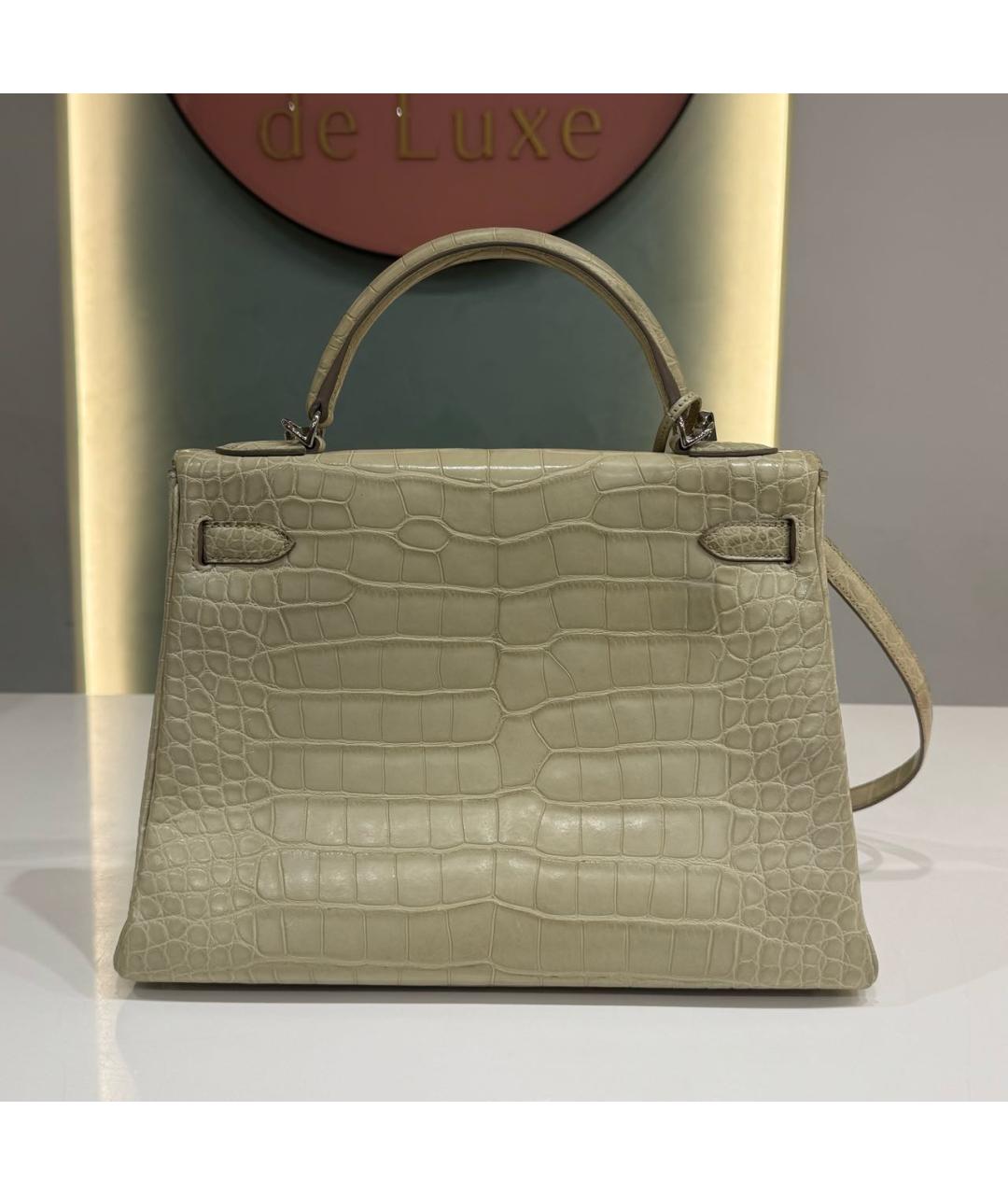 HERMES Бежевая сумка с короткими ручками из экзотической кожи, фото 2