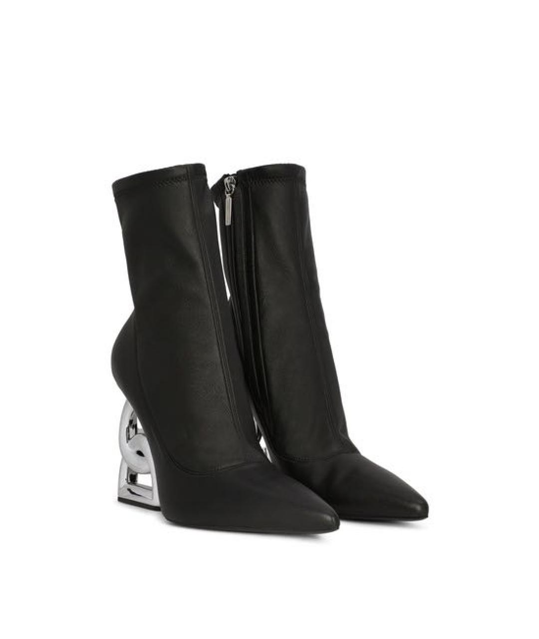 DOLCE&GABBANA Черные кожаные ботильоны, фото 2