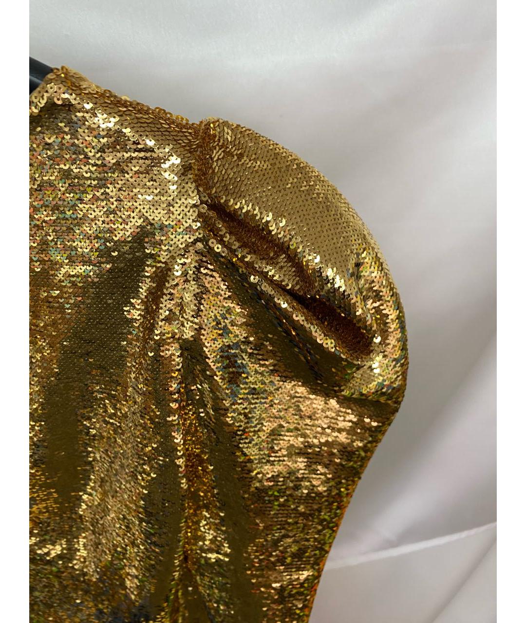 BALMAIN Золотое полиамидовое коктейльное платье, фото 7
