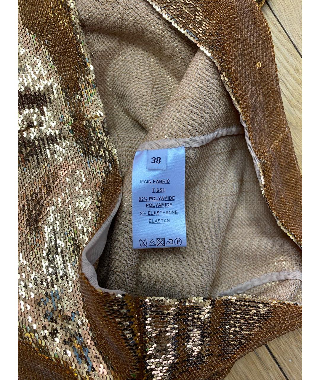 BALMAIN Золотое полиамидовое коктейльное платье, фото 8