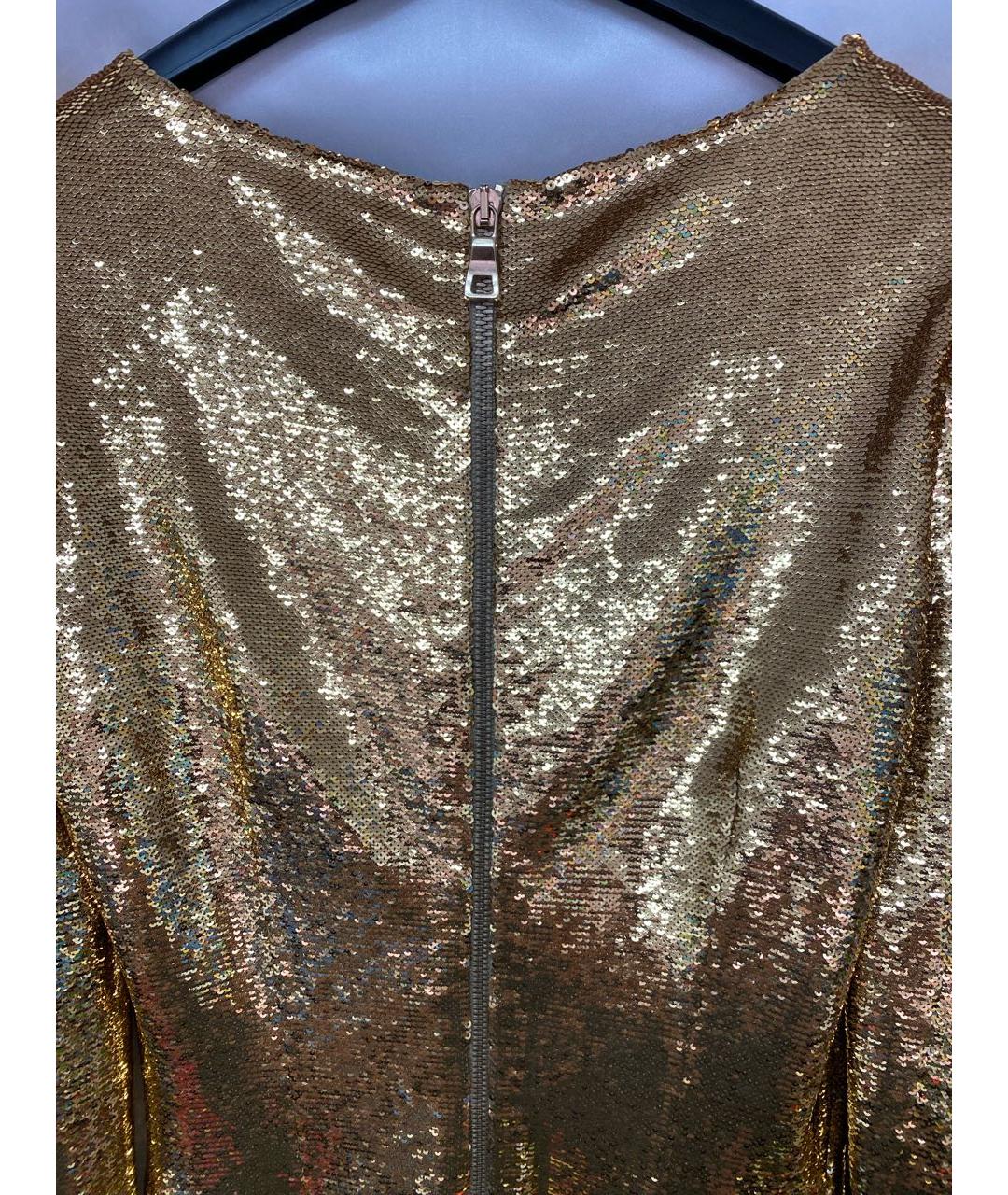 BALMAIN Золотое полиамидовое коктейльное платье, фото 3