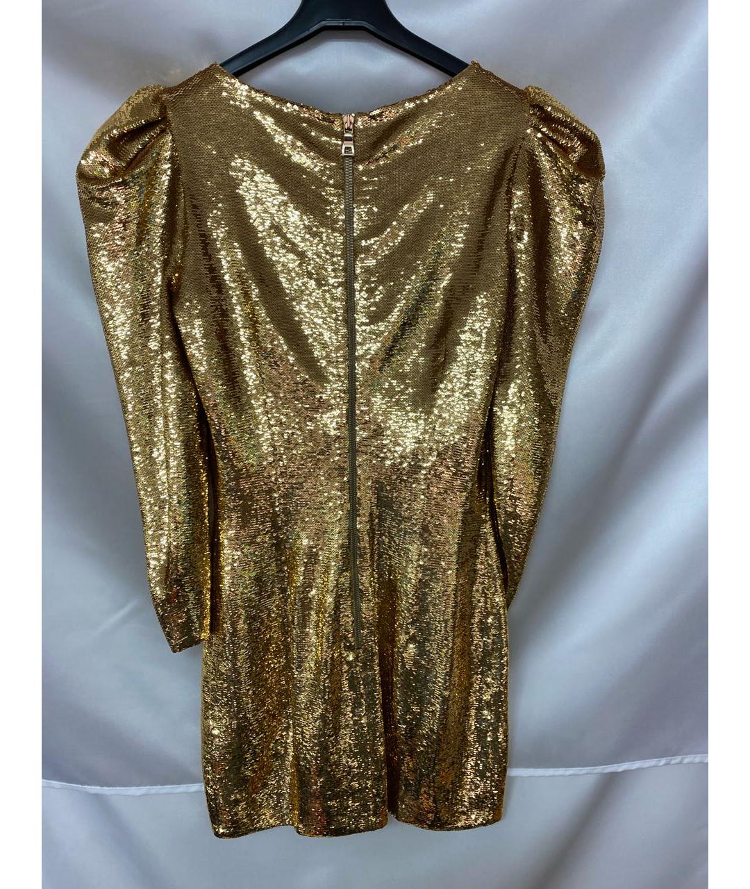 BALMAIN Золотое полиамидовое коктейльное платье, фото 2