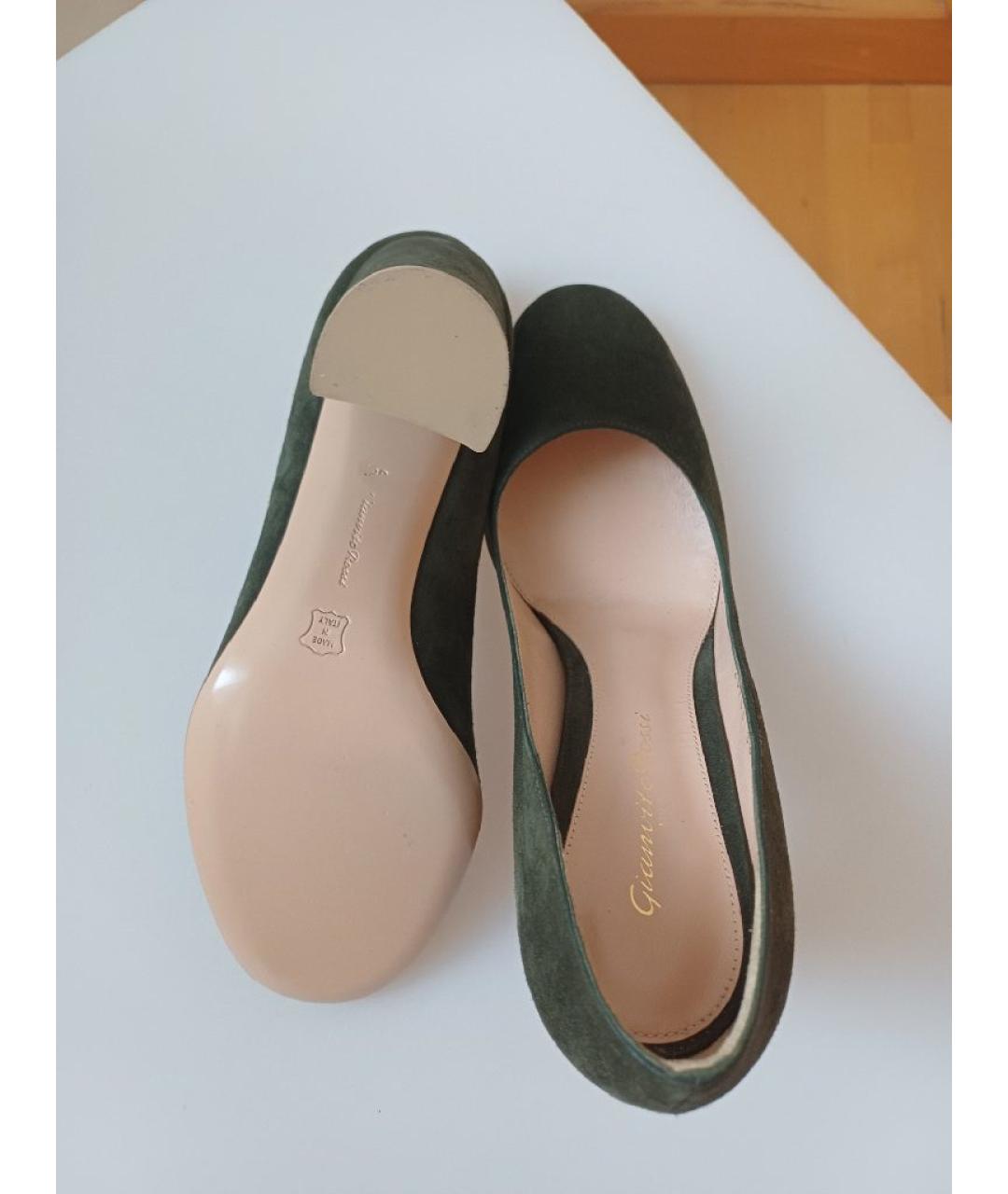 GIANVITO ROSSI Хаки замшевые туфли, фото 8