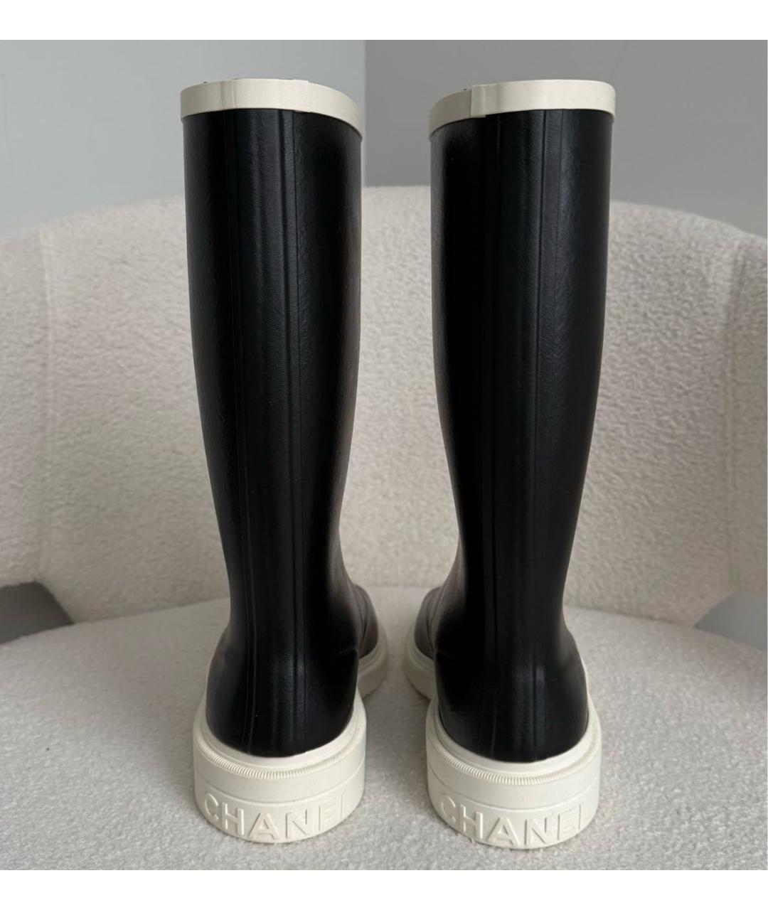 CHANEL Черные резиновые сапоги, фото 4