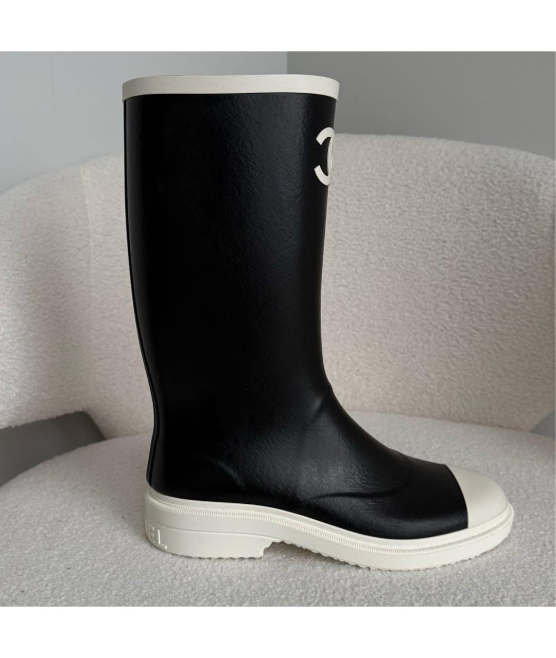 CHANEL Черные резиновые сапоги, фото 7