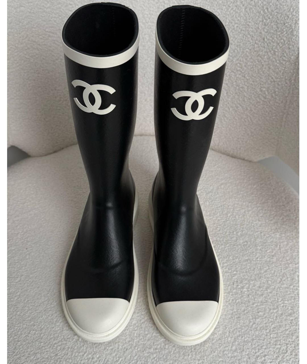 CHANEL Черные резиновые сапоги, фото 5