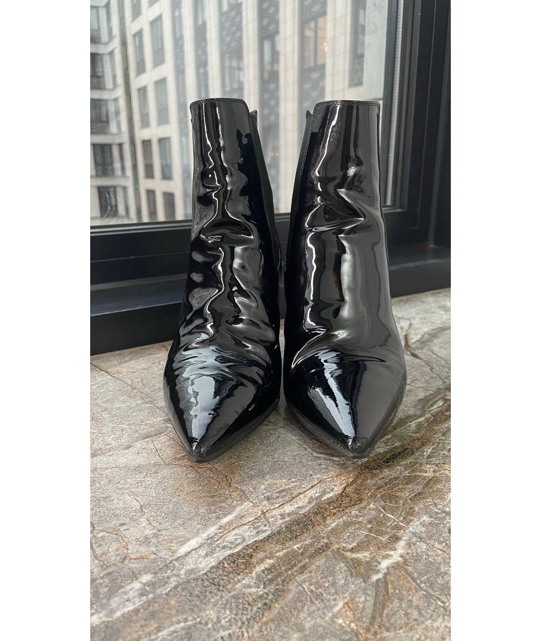 SAINT LAURENT Черные ботильоны из лакированной кожи, фото 2