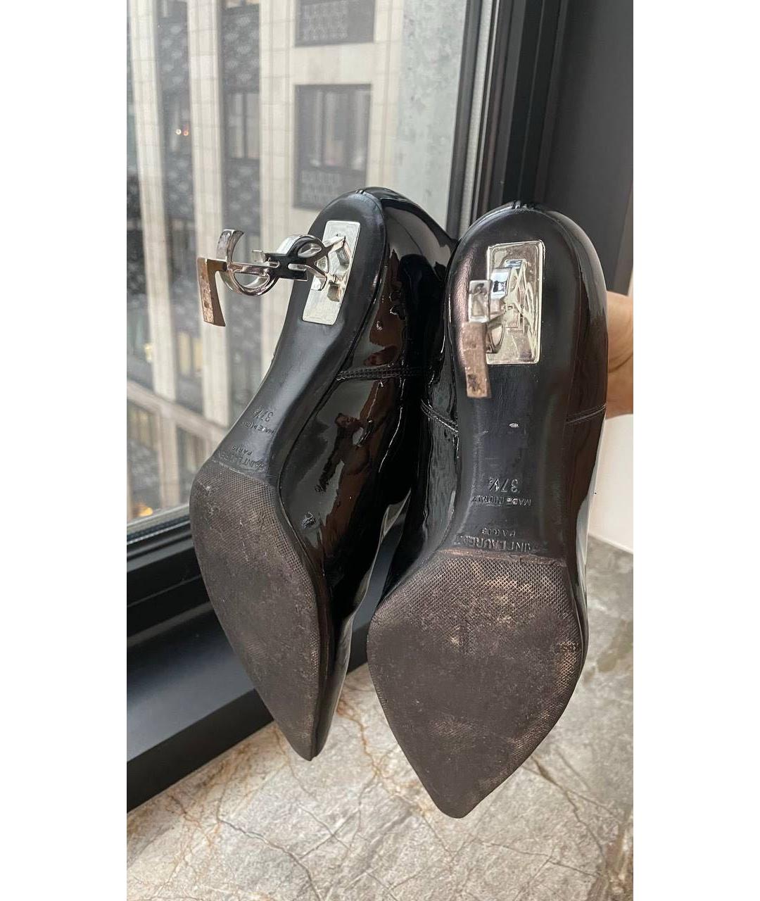 SAINT LAURENT Черные ботильоны из лакированной кожи, фото 5