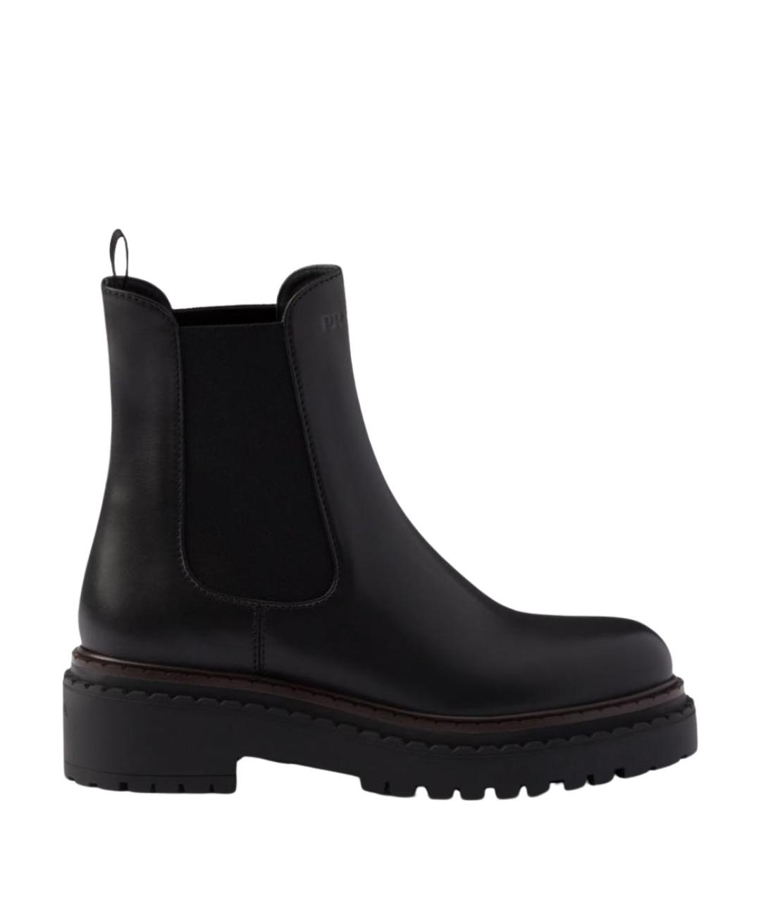 PRADA Черные кожаные ботинки, фото 1