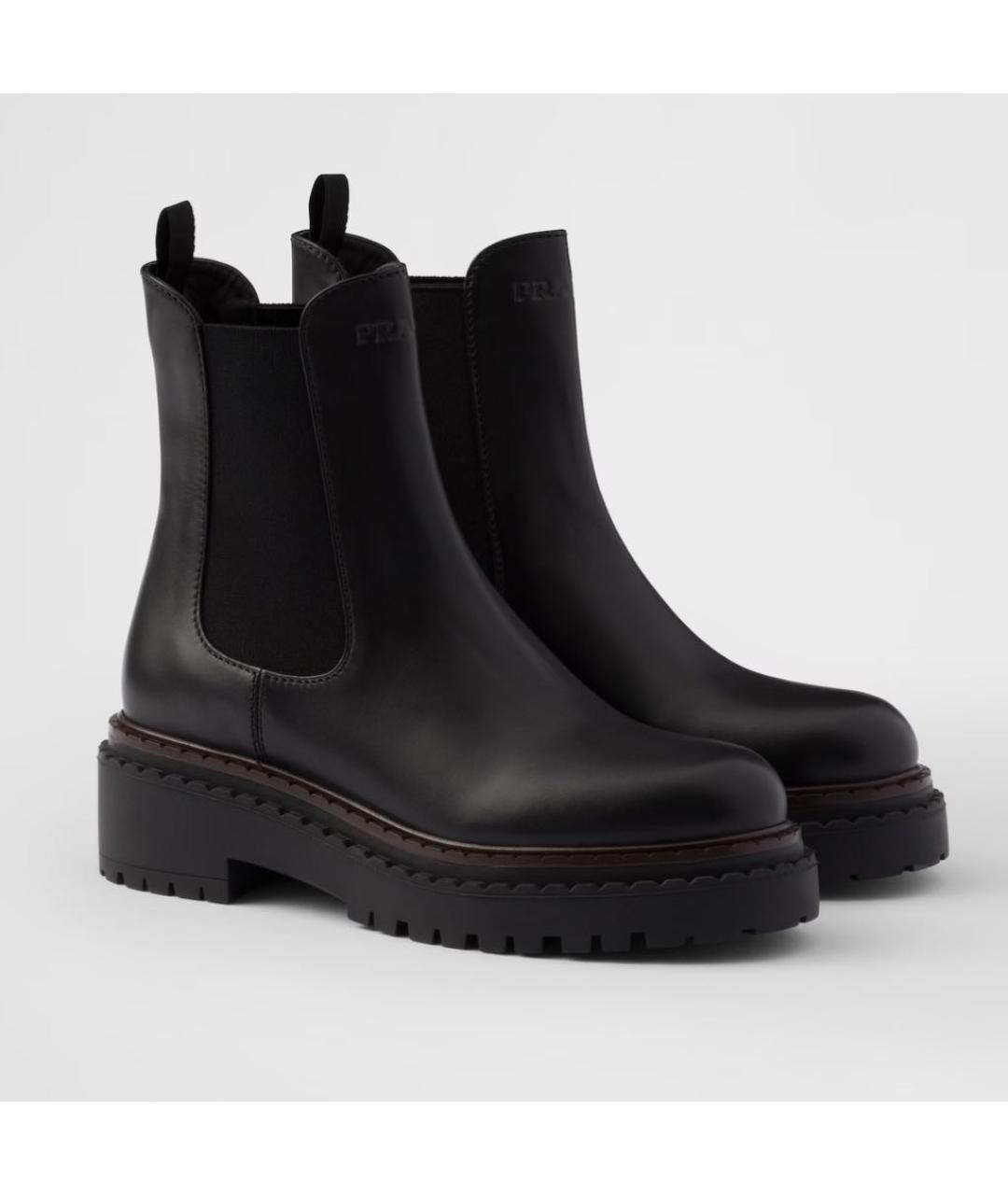 PRADA Черные кожаные ботинки, фото 3