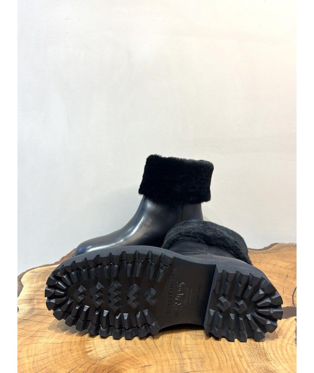 OFFICINE CREATIVE Черные кожаные полусапоги, фото 4