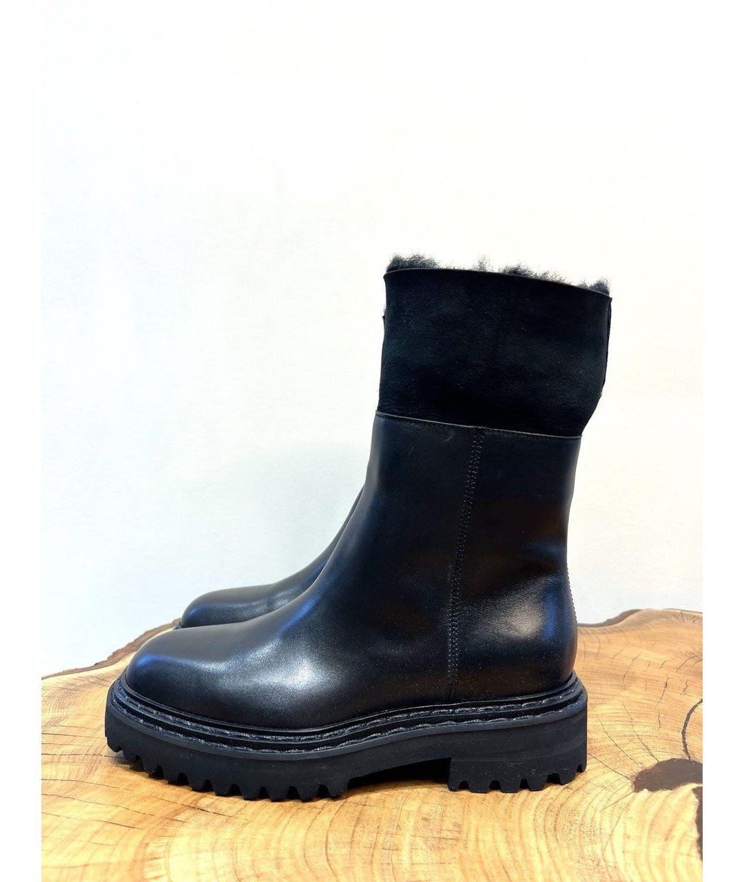 OFFICINE CREATIVE Черные кожаные полусапоги, фото 2