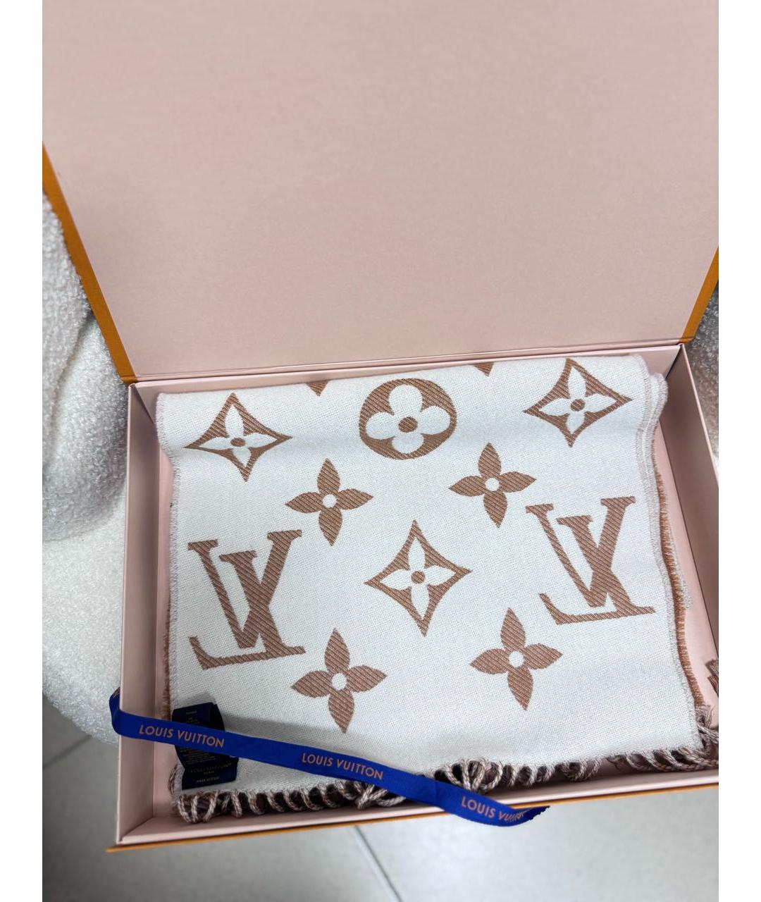 LOUIS VUITTON Коричневый шерстяной шарф, фото 4