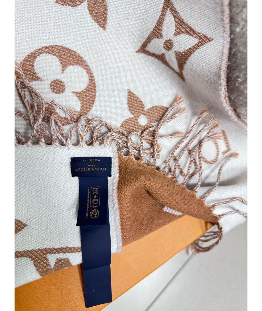 LOUIS VUITTON Коричневый шерстяной шарф, фото 5