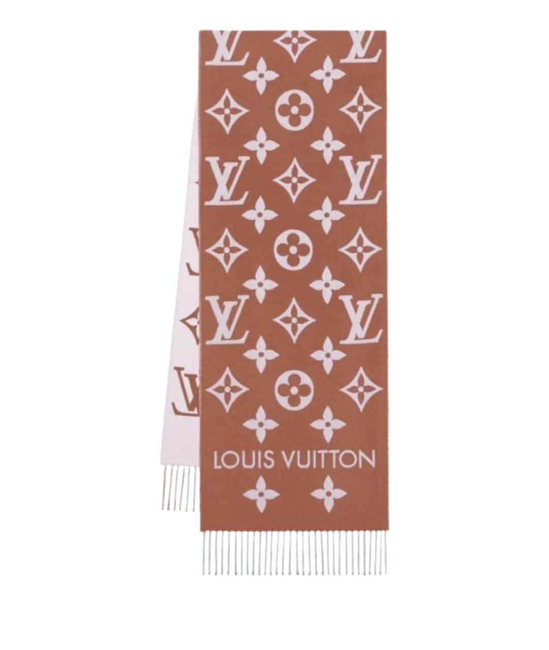LOUIS VUITTON Коричневый шерстяной шарф, фото 1