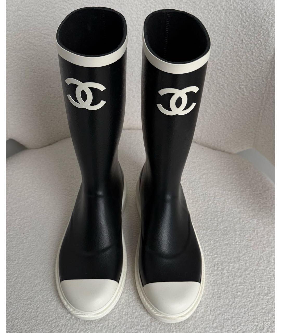 CHANEL Черные резиновые сапоги, фото 2