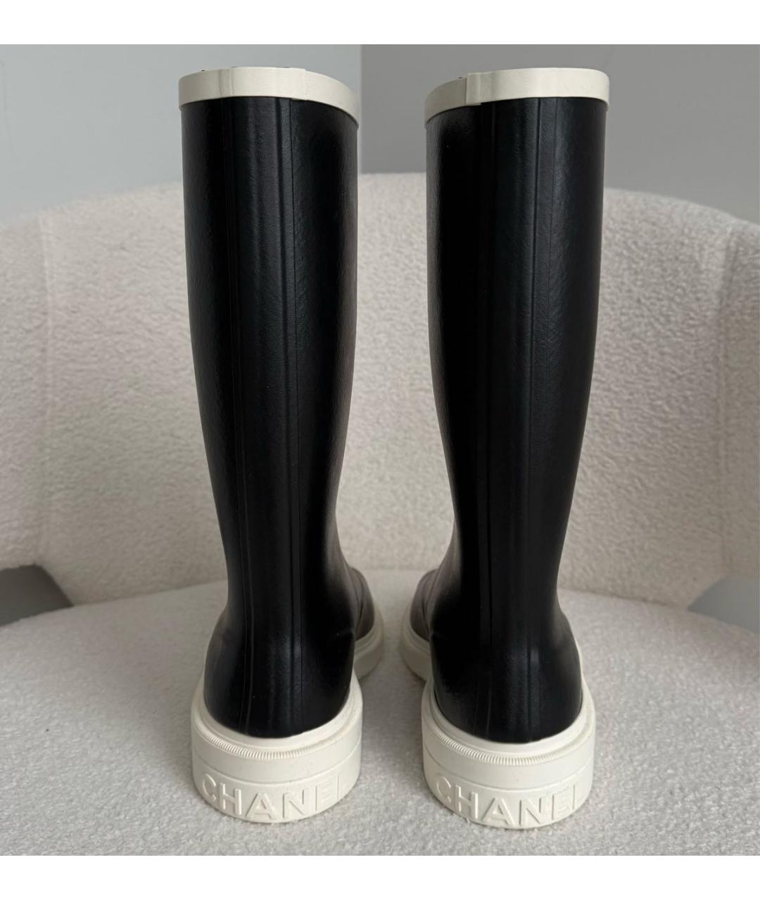 CHANEL Черные резиновые сапоги, фото 4