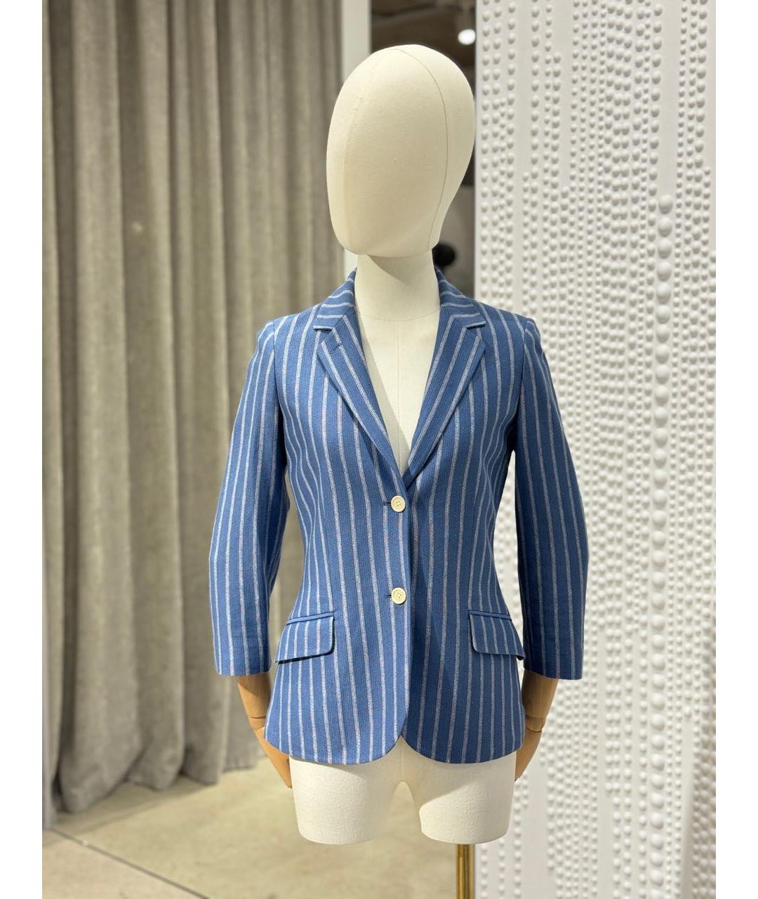 LORO PIANA Голубой хлопковый жакет/пиджак, фото 5