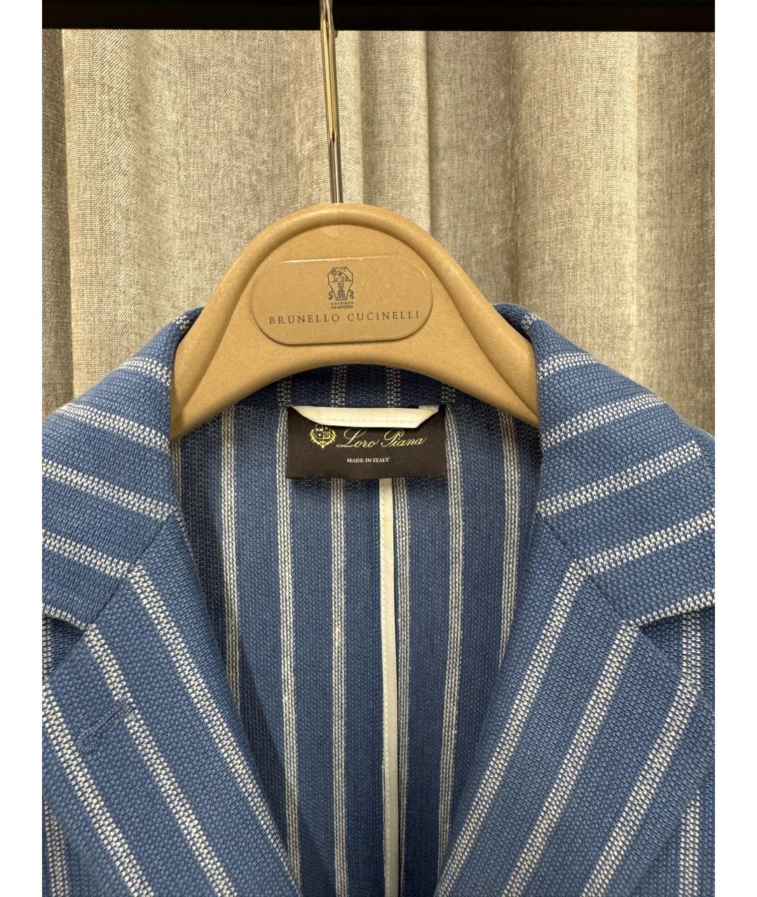 LORO PIANA Голубой хлопковый жакет/пиджак, фото 3