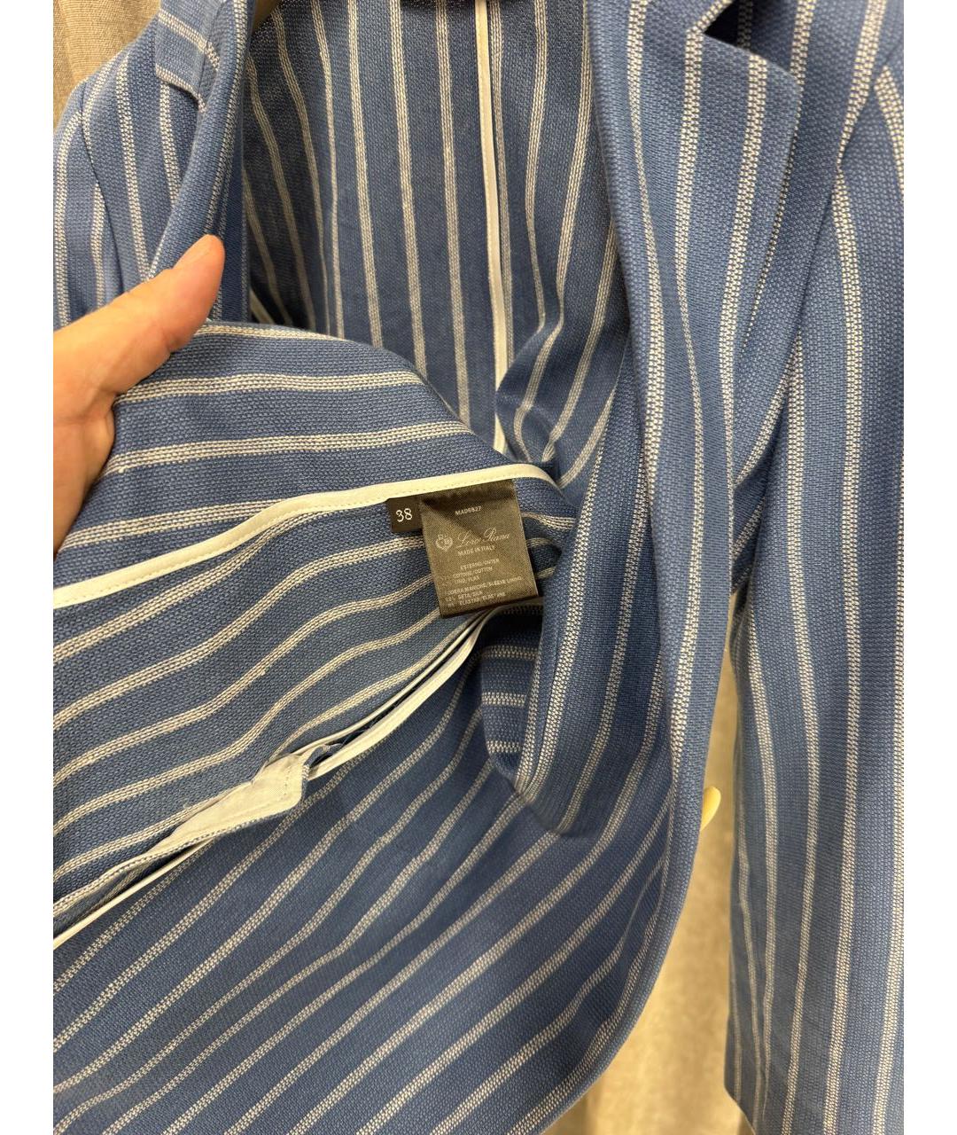 LORO PIANA Голубой хлопковый жакет/пиджак, фото 4