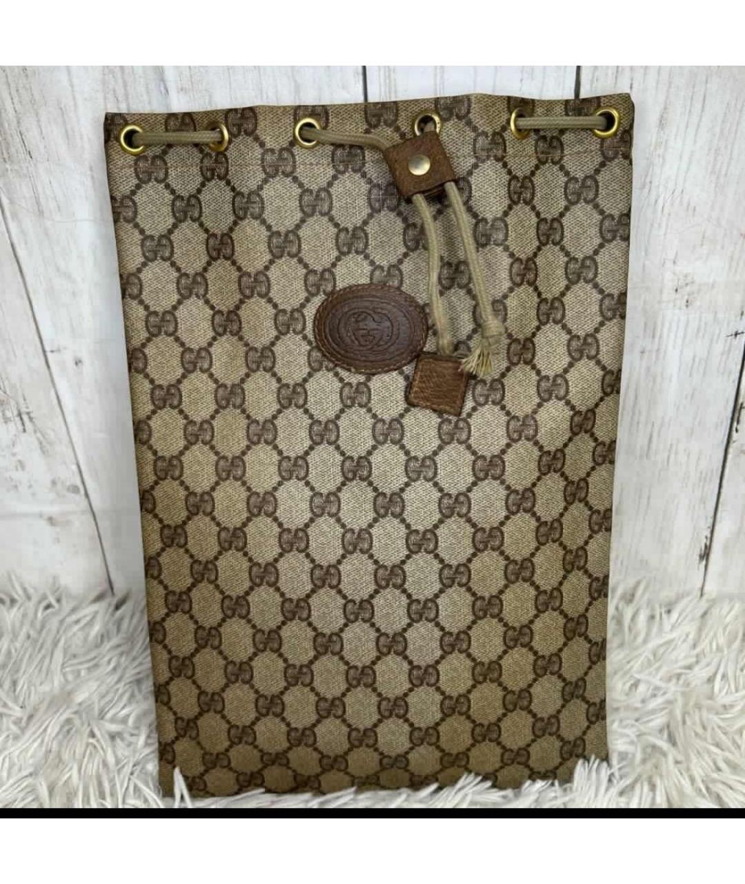 GUCCI Коричневая жаккардовая сумка с короткими ручками, фото 3