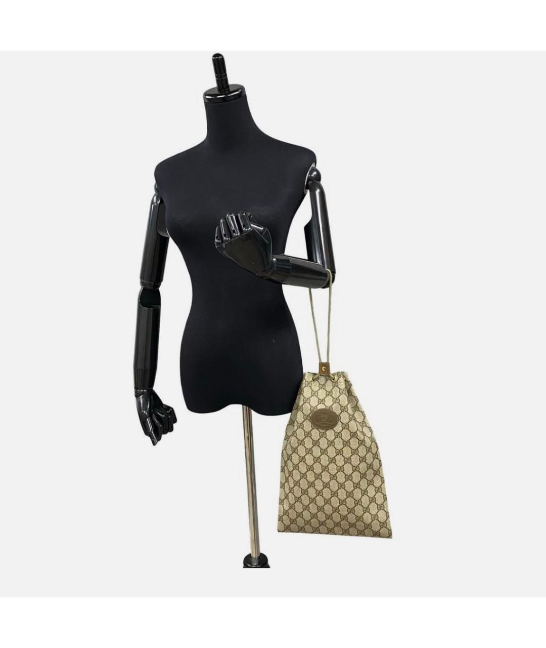 GUCCI Коричневая жаккардовая сумка с короткими ручками, фото 7