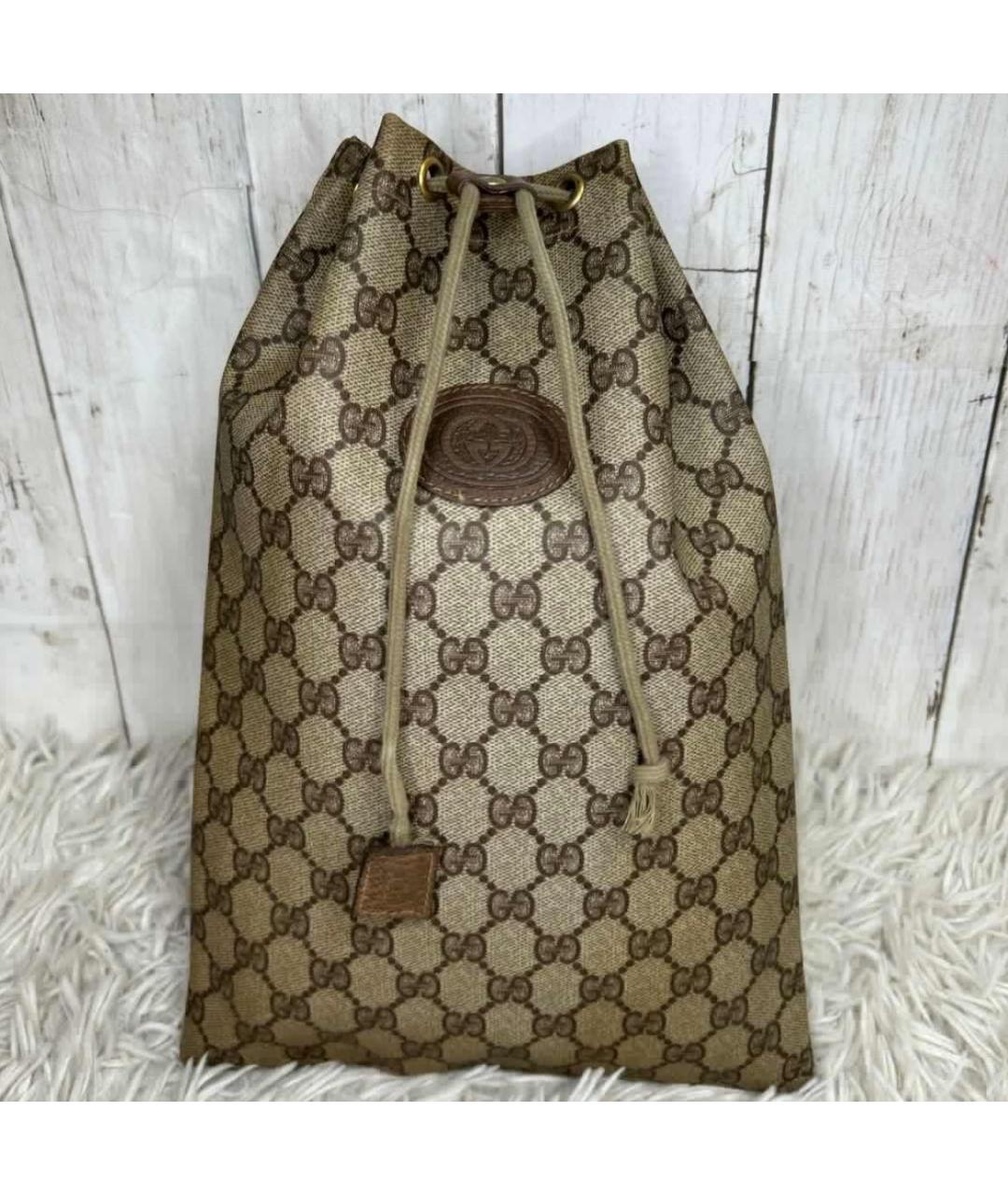 GUCCI Коричневая жаккардовая сумка с короткими ручками, фото 9