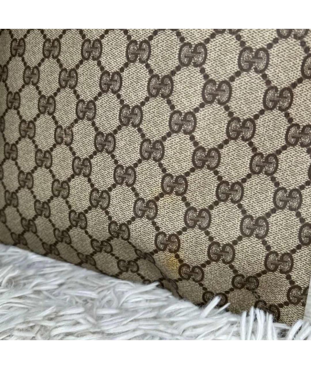 GUCCI Коричневая жаккардовая сумка с короткими ручками, фото 5