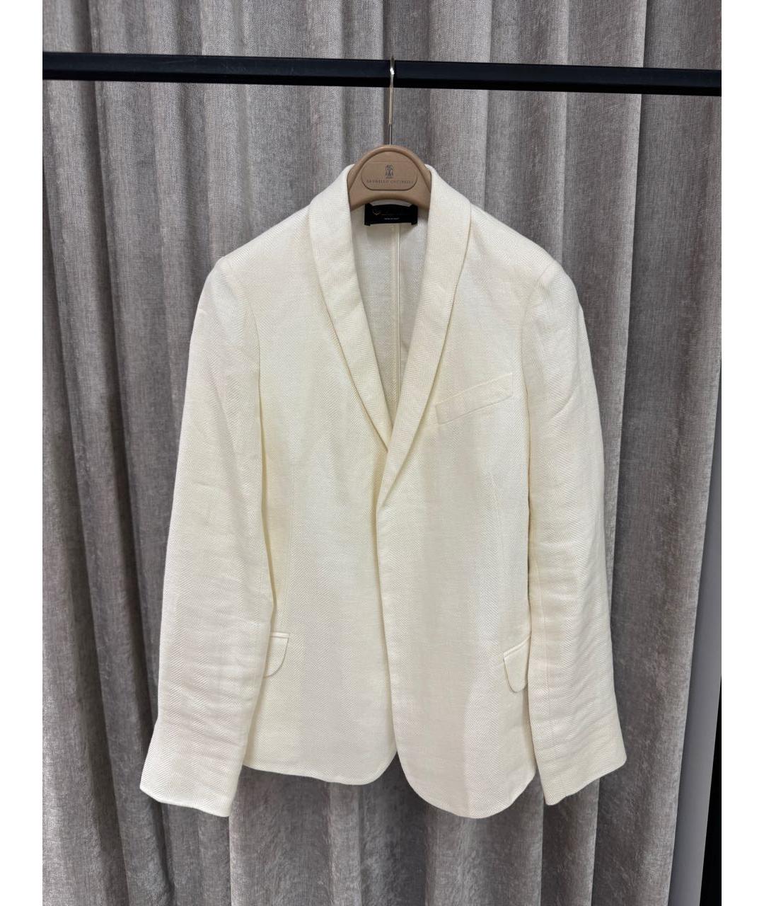 LORO PIANA Белый льняной жакет/пиджак, фото 5