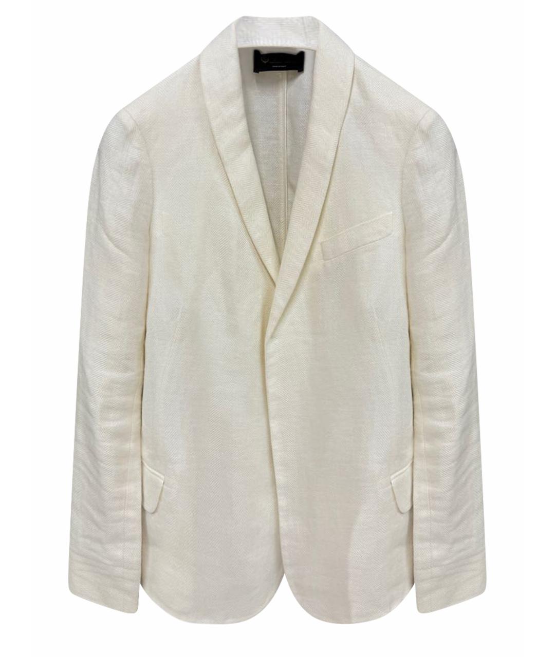 LORO PIANA Белый льняной жакет/пиджак, фото 1