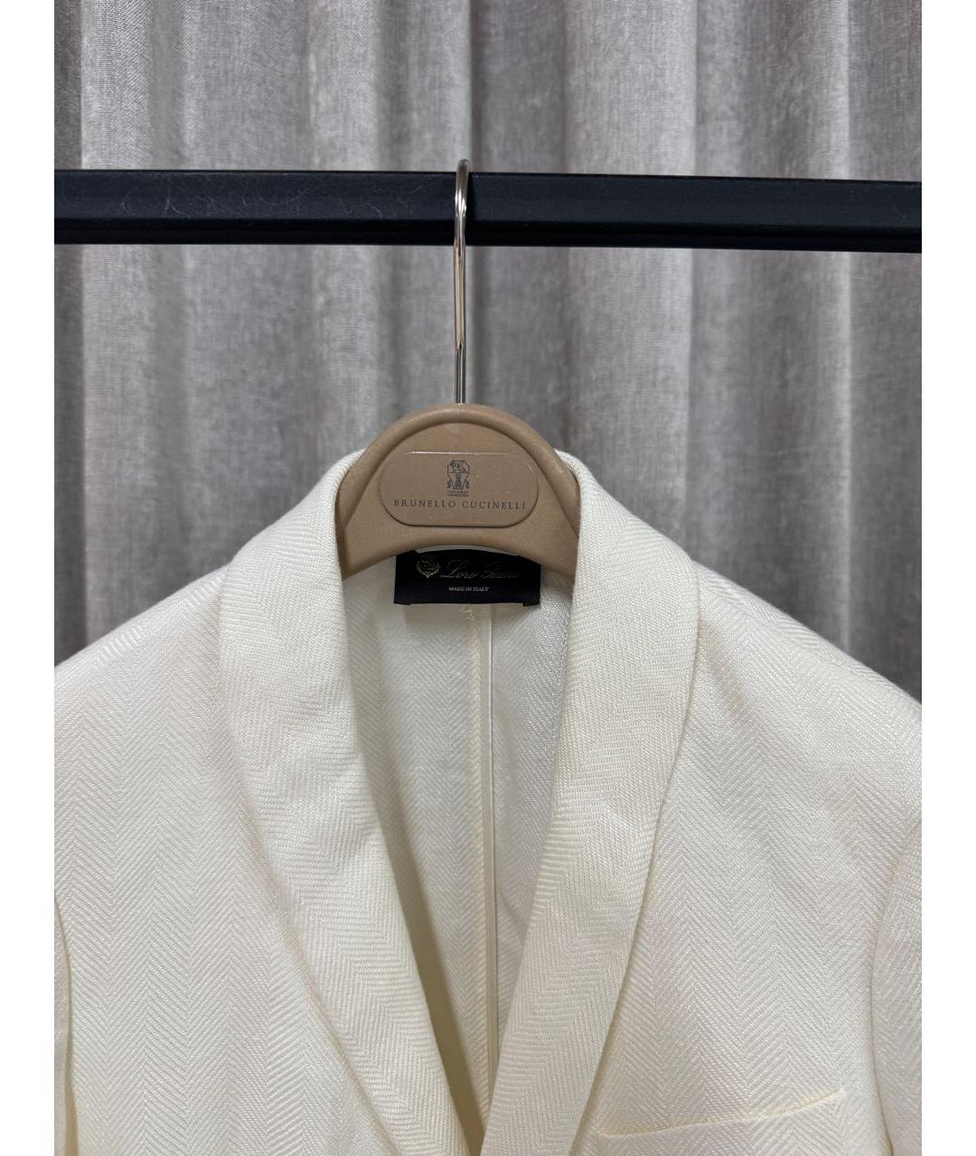 LORO PIANA Белый льняной жакет/пиджак, фото 3