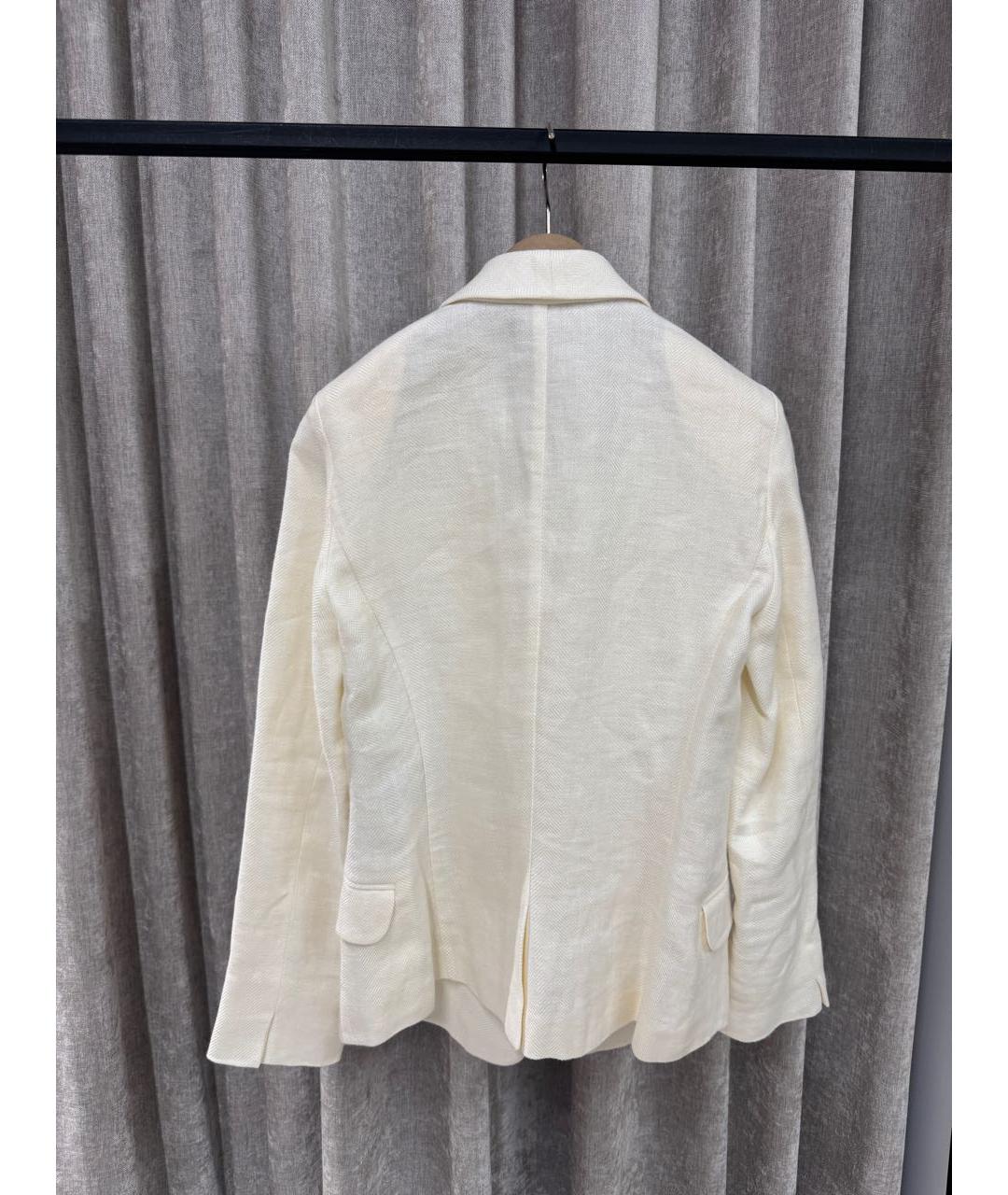 LORO PIANA Белый льняной жакет/пиджак, фото 2