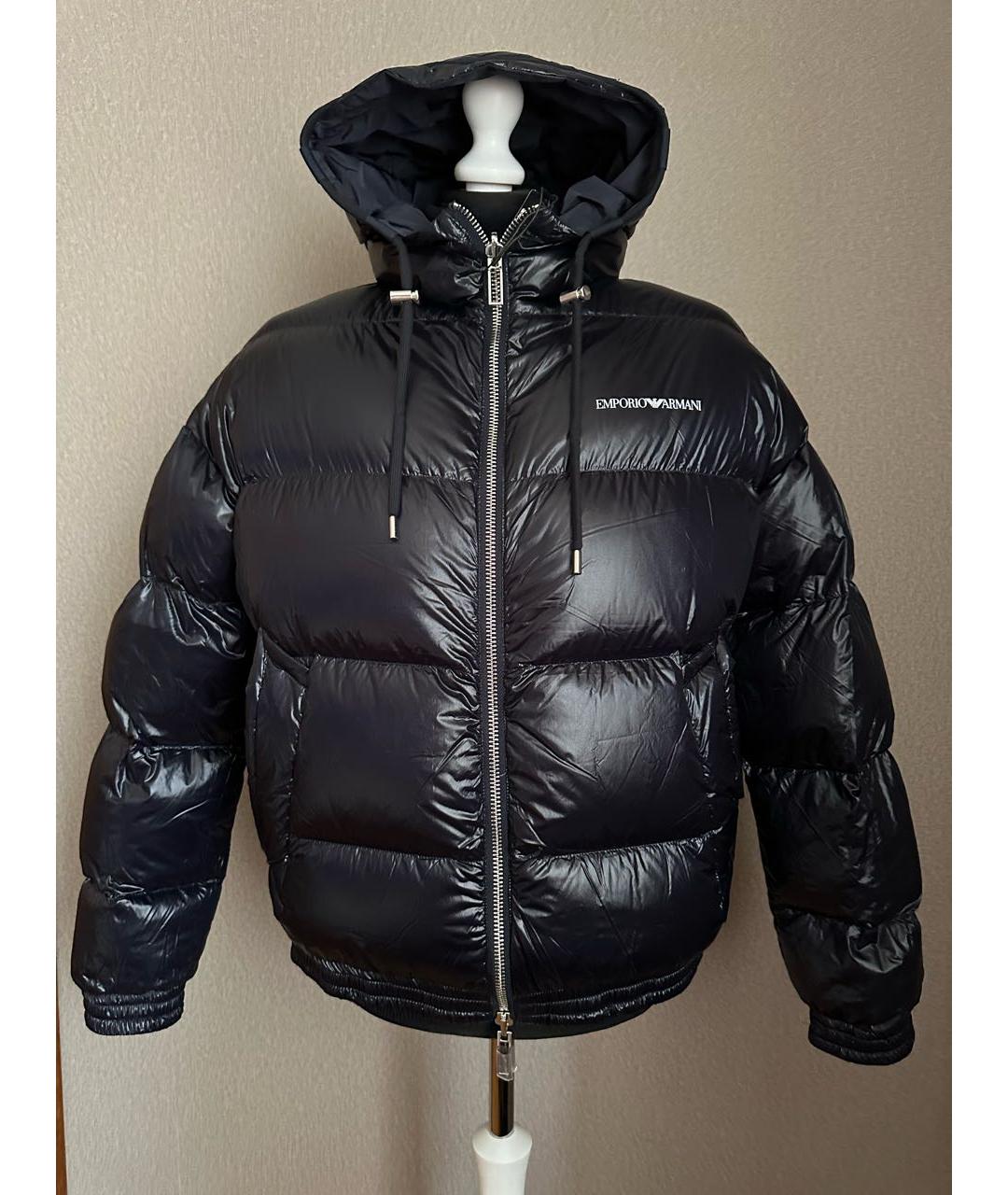 EMPORIO ARMANI Темно-синий полиэстеровый пуховик, фото 5