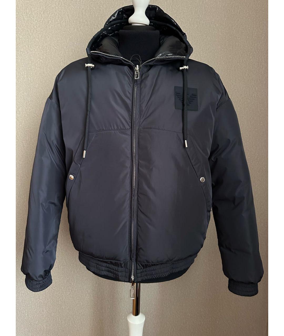 EMPORIO ARMANI Темно-синий полиэстеровый пуховик, фото 4