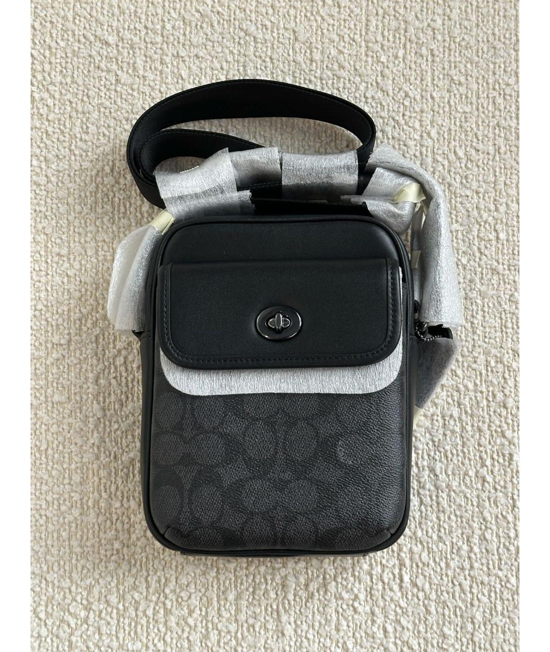 COACH Черная кожаная сумка через плечо, фото 5