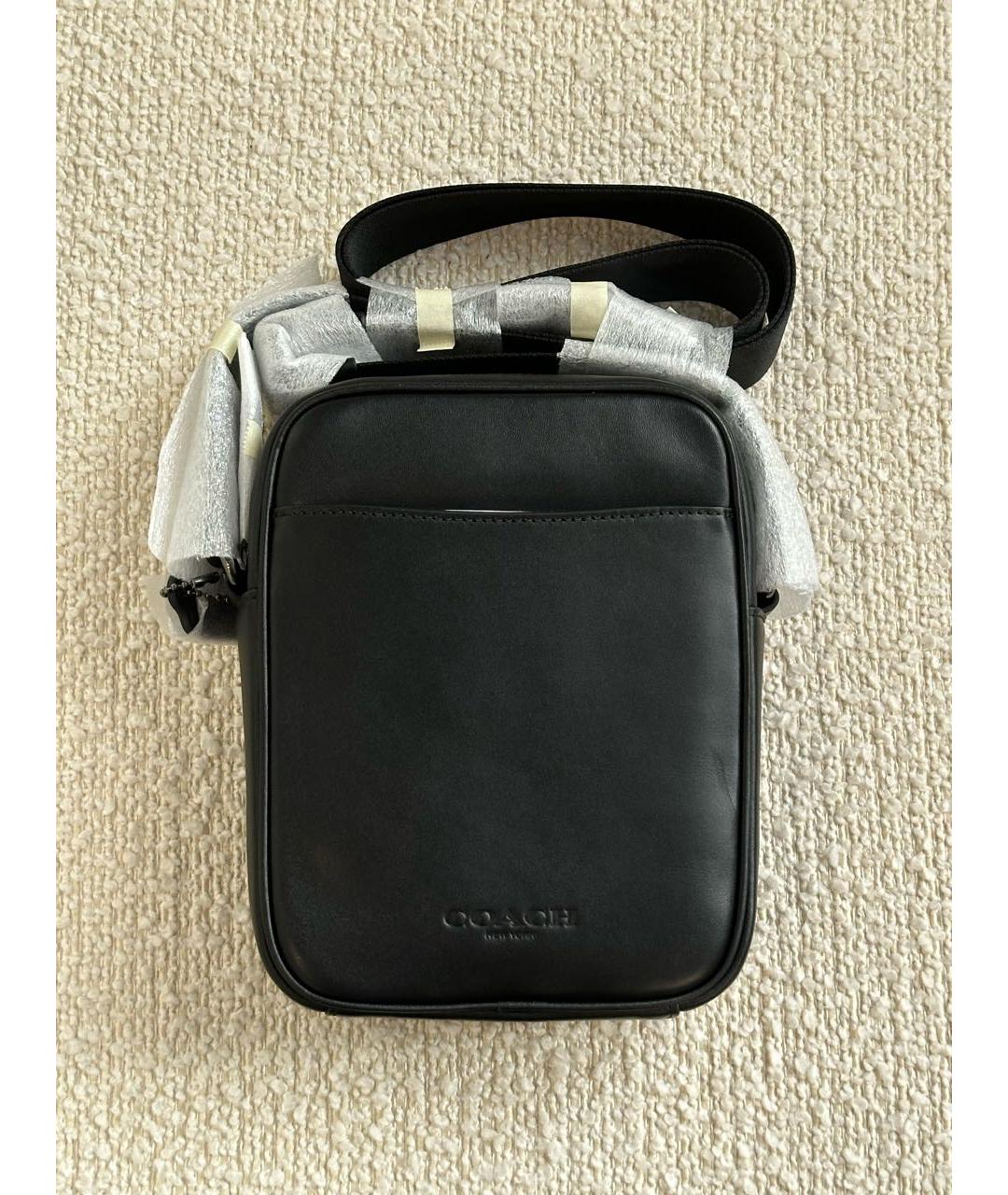 COACH Черная кожаная сумка через плечо, фото 3