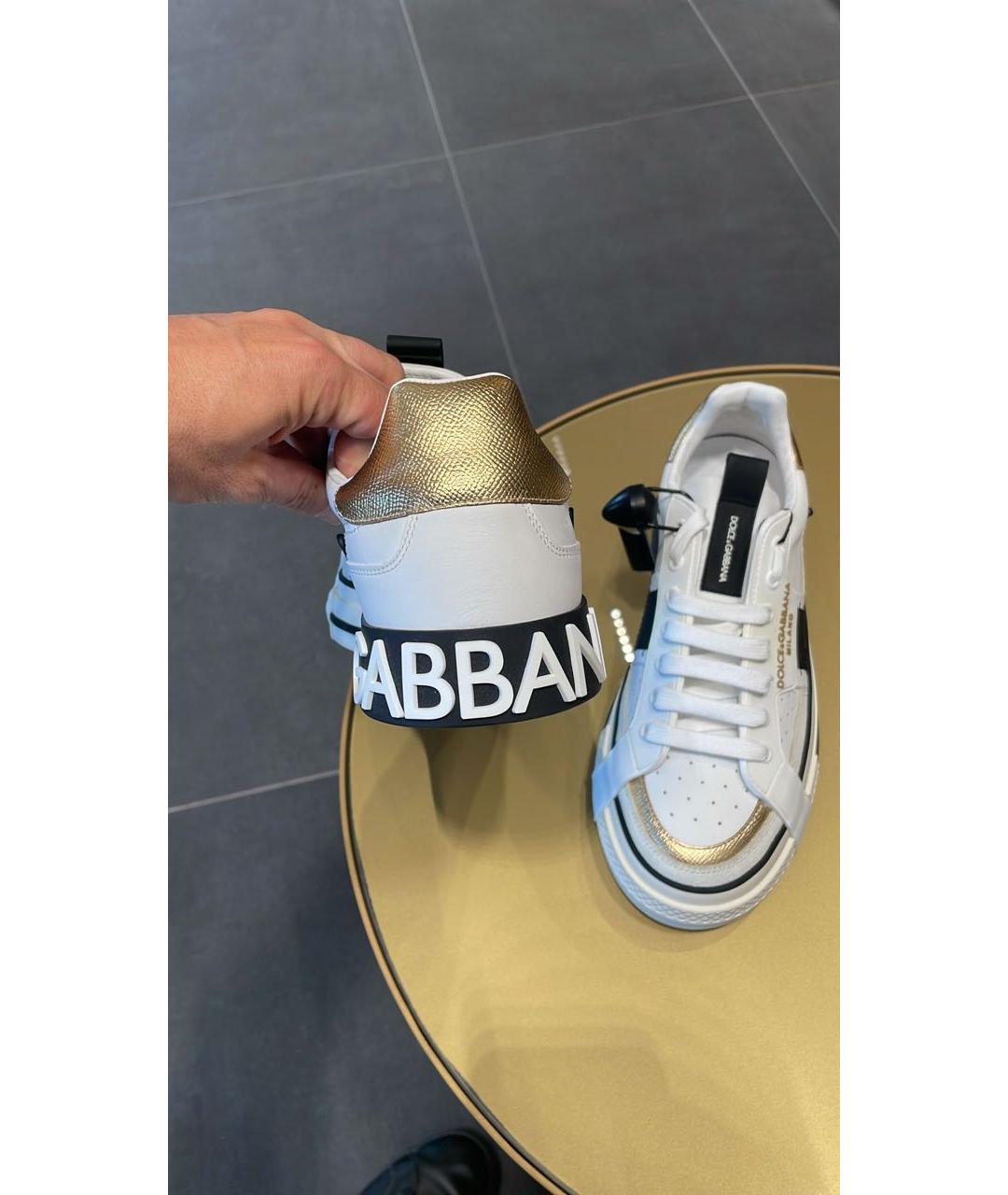 DOLCE&GABBANA Белые кожаные кеды, фото 3